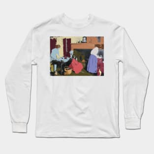 Apple Pie Baking, colorized in colonial red blue gray brown pale yellow Long Sleeve T-Shirt